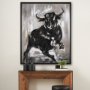102579-FL - Bull by Mercana Studio a Hand Embellished Textured Framed Canvas