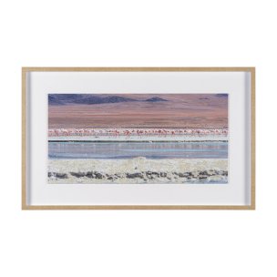 Pink Flamingoes by Richard Silver Hand Embelished  Framed Artwork Matted under Glass