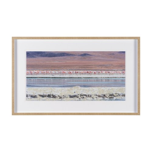 15851 - Pink Flamingoes by Richard Silver Hand Embelished  Framed Artwork Matted under Glass