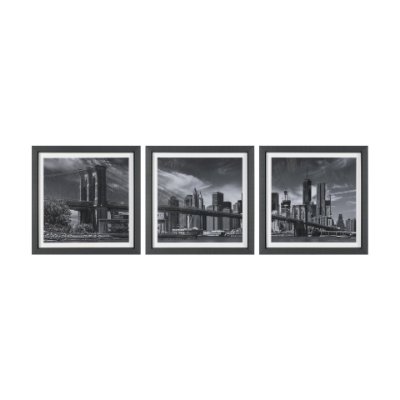15869 - Brooklyn Bridge (Set of 3) by Richard Silver Textured  Framed Art Print Matted under Glass