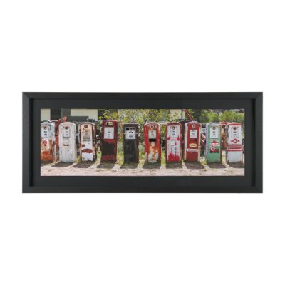 15871 - Gas Pumps by Richard Silver Hand Embelished  Framed Art Print Matted under Glass