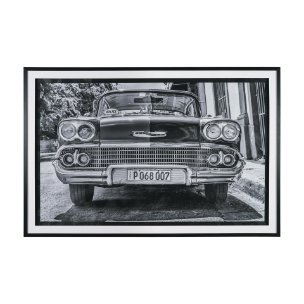 Classic Old Chevy in Havana Cuba by Richard Silver Textured  Framed Art Print Matted under Glass