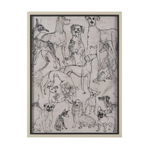 Dog Sketches II by Mercana Studio Hand Embelished  Framed Artwork Matted under Glass