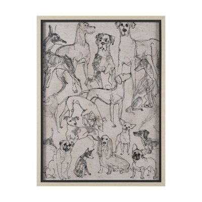 15891 - Dog Sketches II by Mercana Studio Hand Embelished  Framed Artwork Matted under Glass