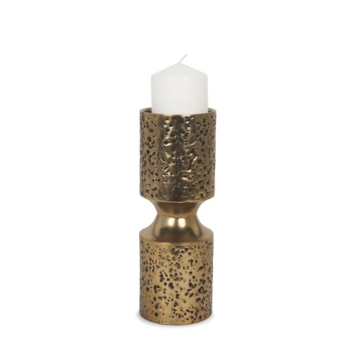 71148 - Akira Small Hammered Gold Metal Pillar Candle Holder