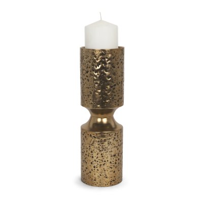 71149 - Akira Large Hammered Gold Metal Pillar Candle Holder