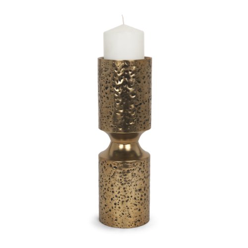 71149 - Akira Large Hammered Gold Metal Pillar Candle Holder