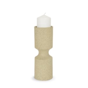 Akira Small Textured Beige Metal Pillar Candle Holder