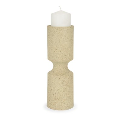 71151 - Akira Large Textured Beige Metal Pillar Candle Holder