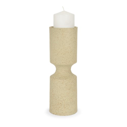 71151 - Akira Large Textured Beige Metal Pillar Candle Holder