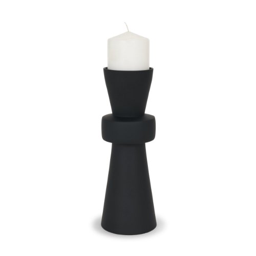 71153 - Odilia Large Smooth Matte Black Metal Geometric Pillar Candle Holder