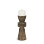 71154 - Odilia Small Textured Antiqued Gold Metal Geometric Pillar Candle Holder