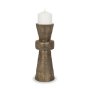 71155 - Odilia Large Textured Antiqued Gold Metal Geometric Pillar Candle Holder