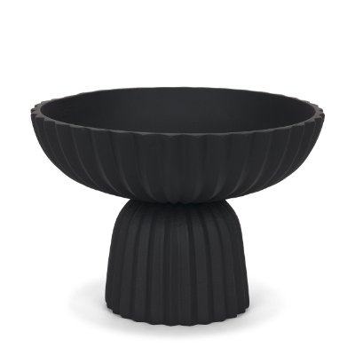 71158 - Ciaran Smooth Fluted Matte Black Metal Decorative Bowl