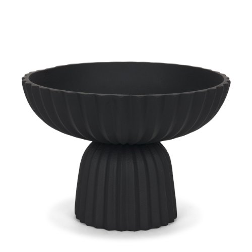 71158 - Ciaran Smooth Fluted Matte Black Metal Decorative Bowl