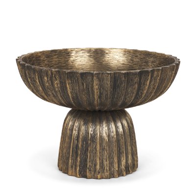 71159 - Ciaran Fluted Textured Antiqued Gold Metal Decorative Bowl