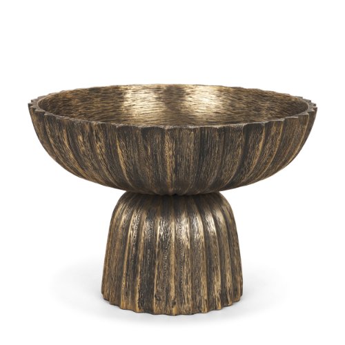71159 - Ciaran Fluted Textured Antiqued Gold Metal Decorative Bowl