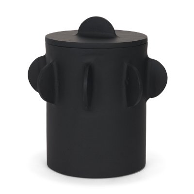 71161 - Deacon Large Matte Black Metal Canister with Sculptural Handles
