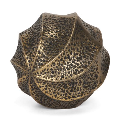 71165 - Imani Large Sculptural Textured Antiqued Gold Metal Decorative Orb Object