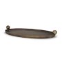 71171 - Jianna Small Oval Textured Antiqued Gold Metal Tray with Handles