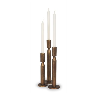 71173 - Declan Antiqued Brass Cast Metal Taper Candle Holder