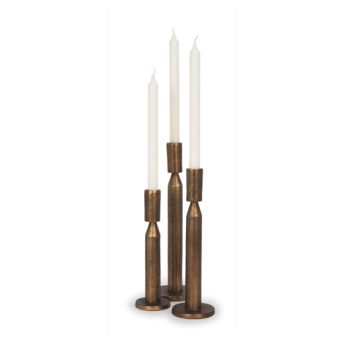 71173 - Declan Antiqued Brass Cast Metal Taper Candle Holder