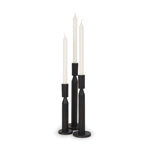 71174 - Declan Textured Matte Black Cast Metal Taper Candle Holder