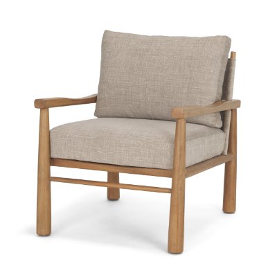 71177 - Witton Gray Fabric Beech Wood Slingback Backrest Accent Lounge Chair