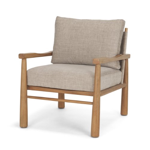 71177 - Witton Gray Fabric Beech Wood Slingback Backrest Accent Lounge Chair