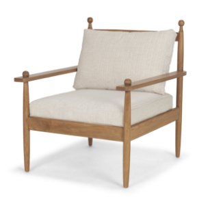 Danni Beige Fabric Beech Wood Framed Accent Lounge Chair