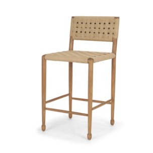 Brinley Backless 39in Seat Counter Stool | Paper Rope w/ Brown Wood