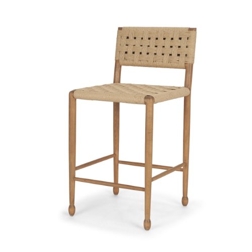 71179 - Brinley Woven Paper Rope w/ Brown Wood Frame Counter Stool