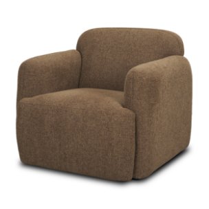 Saga Textured Brown Plush Fabric Upholstered Chair