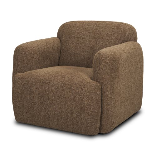 71198 - Saga Textured Brown Plush Fabric Upholstered Chair