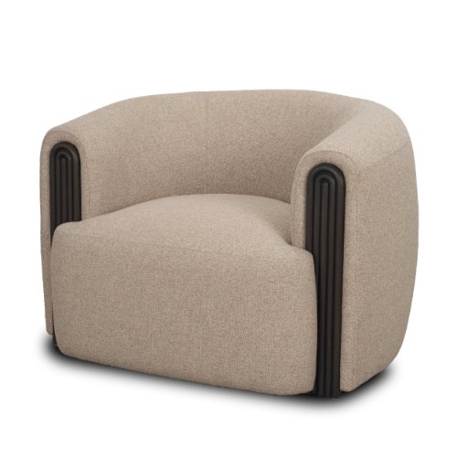 71200 - Kornelia Textured Mushroom Fabric Barrel Accent Chair