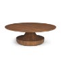 71209-AB - Arno Warm Mid-Brown Wood Sculptural Round Coffee Table