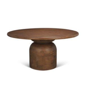 Atlas 60" Round Pedestal Dining Table | Modern | Med Brown Wood | Seats 6