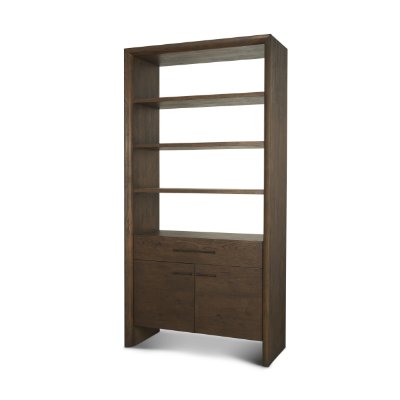 71231 - Belford 2-Door Open Dark Brown Oak Wood Shelving Unit