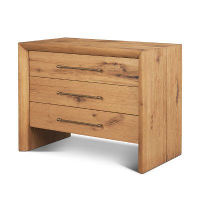 71235 - Belford 3-Drawer Light Brown Oak Wood Closed Nightstand
