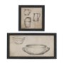 15841 - Vintage Tableware Sketch (Set of 2) by Mercana Studio Hand Embelished Textured Framed Canvas Matted
