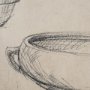 15841 - Vintage Tableware Sketch (Set of 2) by Mercana Studio Hand Embelished Textured Framed Canvas Matted