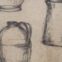 15841 - Vintage Tableware Sketch (Set of 2) by Mercana Studio Hand Embelished Textured Framed Canvas Matted
