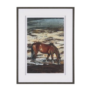 Equine Echoes I by Mercana Studio Hand Embelished Textured Framed Artwork Matted under Glass