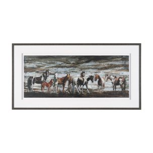 Equine Echoes III by Mercana Studio Hand Embelished Textured Framed Artwork Matted under Glass