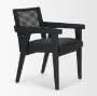 71244 - Reid Framed Black Cane Black Fabric Dining Armchair