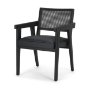 71244 - Reid Framed Black Cane Black Fabric Dining Armchair