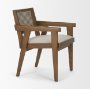 71245 - Reid Framed Brown Cane Cream Fabric Dining Armchair