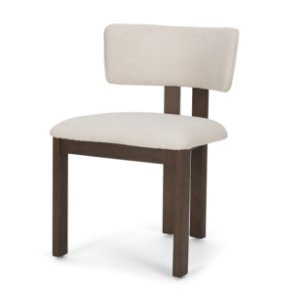 Soho Open Back Dining Side Chair | Cream Chenille w/ Dark Brown Wood