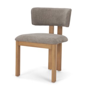 Soho Open Back Dining Side Chair | Gray Chenille w/ Brown Wood