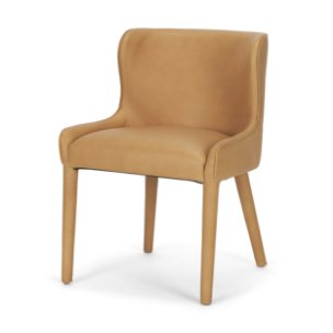 Nolan Wingback Dining Side Chair | Tan Leather w/ Tapered Wood